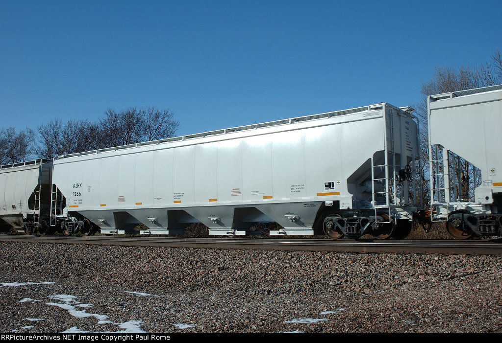 ALHX 1266, 4-Bay Covered Hopper Car NEW westbound on the BNSF